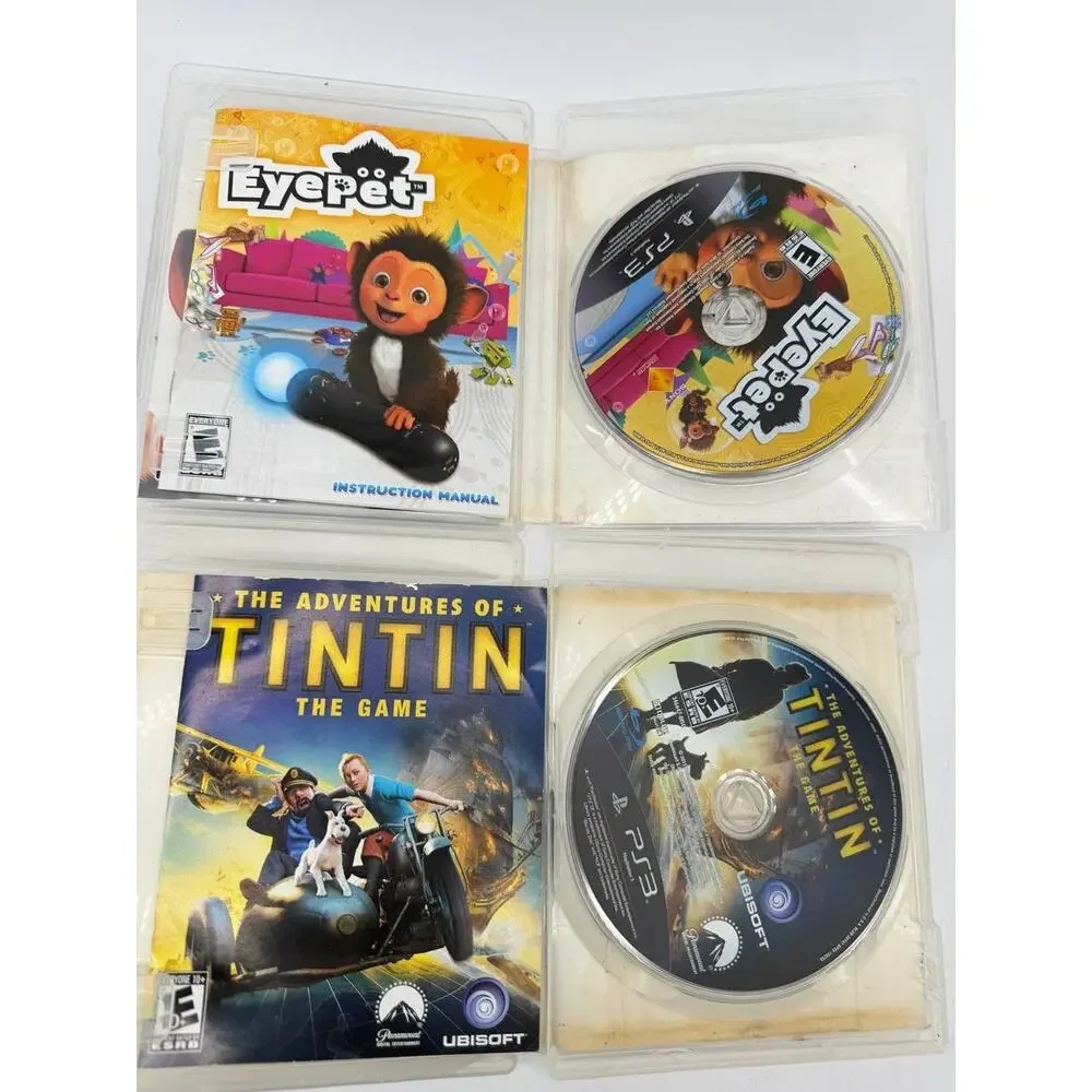 PS3 EyePet & The Adventures of Tintin The Game Lot of 2 Sony PlayStation 3